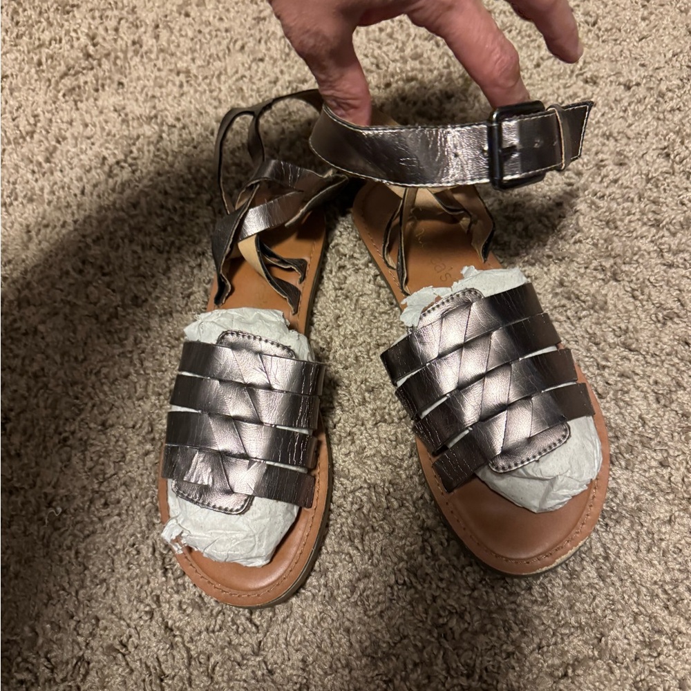 Francesca's Collections Silver Sandals with Strappy Design - Picture 2 of 5